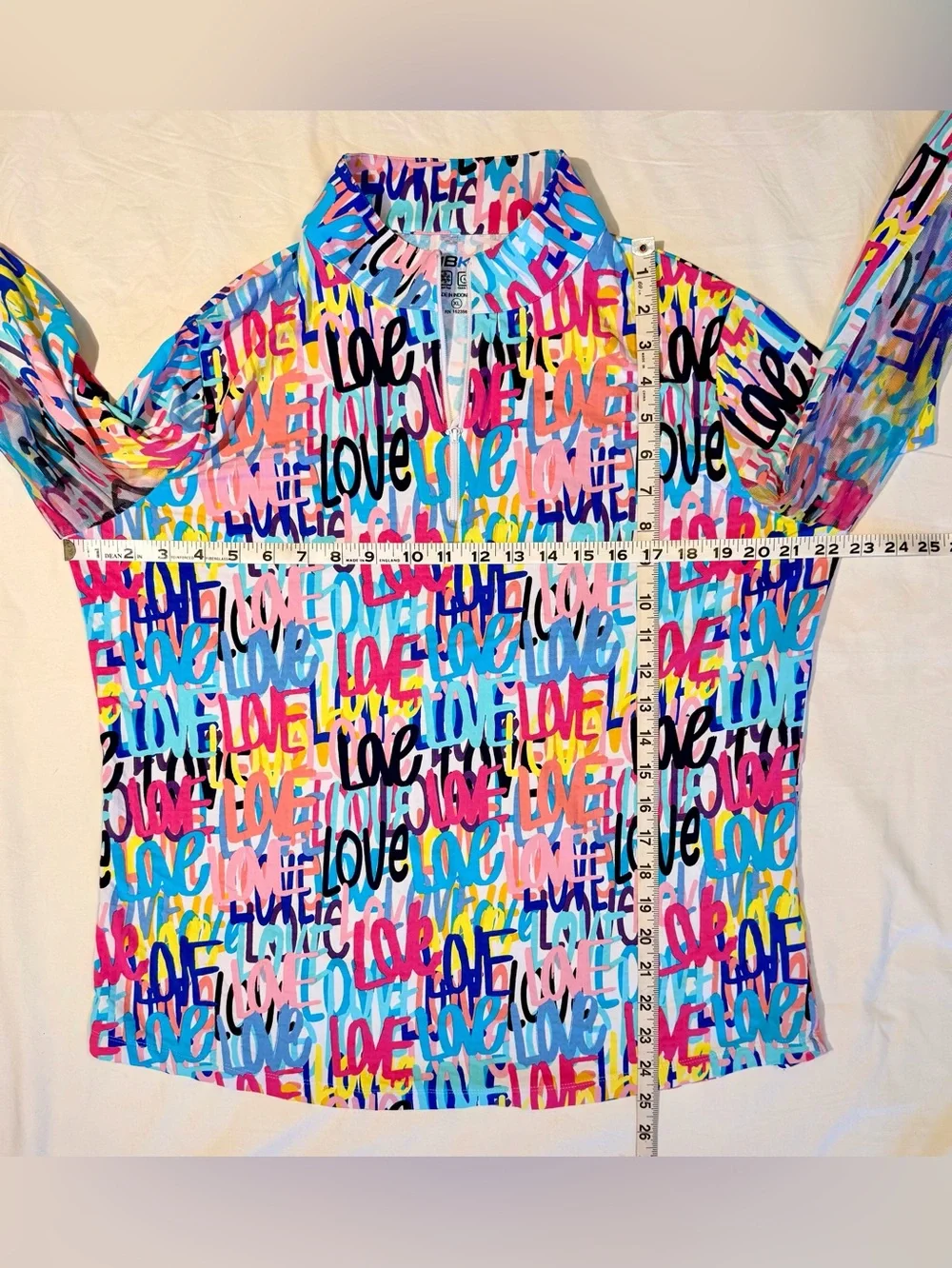 IBKUL Love Print Half Zip Pull Over Shirt - Picture 9 of 12